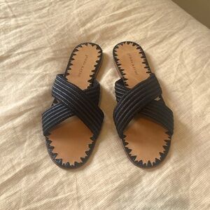 Jenni Kayne raffia crossover sandals in black